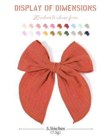 Doboi 5.5 Inch 20Pcs Baby Girls Fable Hair Accessories: Muslin Gauze Long Tail Hand-Tied Alligator Clips For Toddlers And Kids