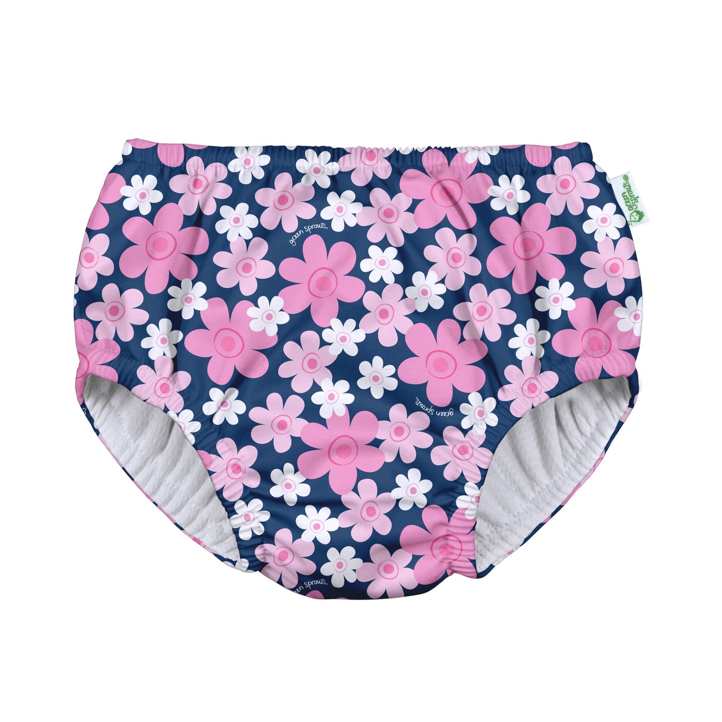 I Play. By Green Sprouts Baby Girls Pull-Up Reusable And Toddler Swim Diaper, Navy Blooms, 12-18 Month Us