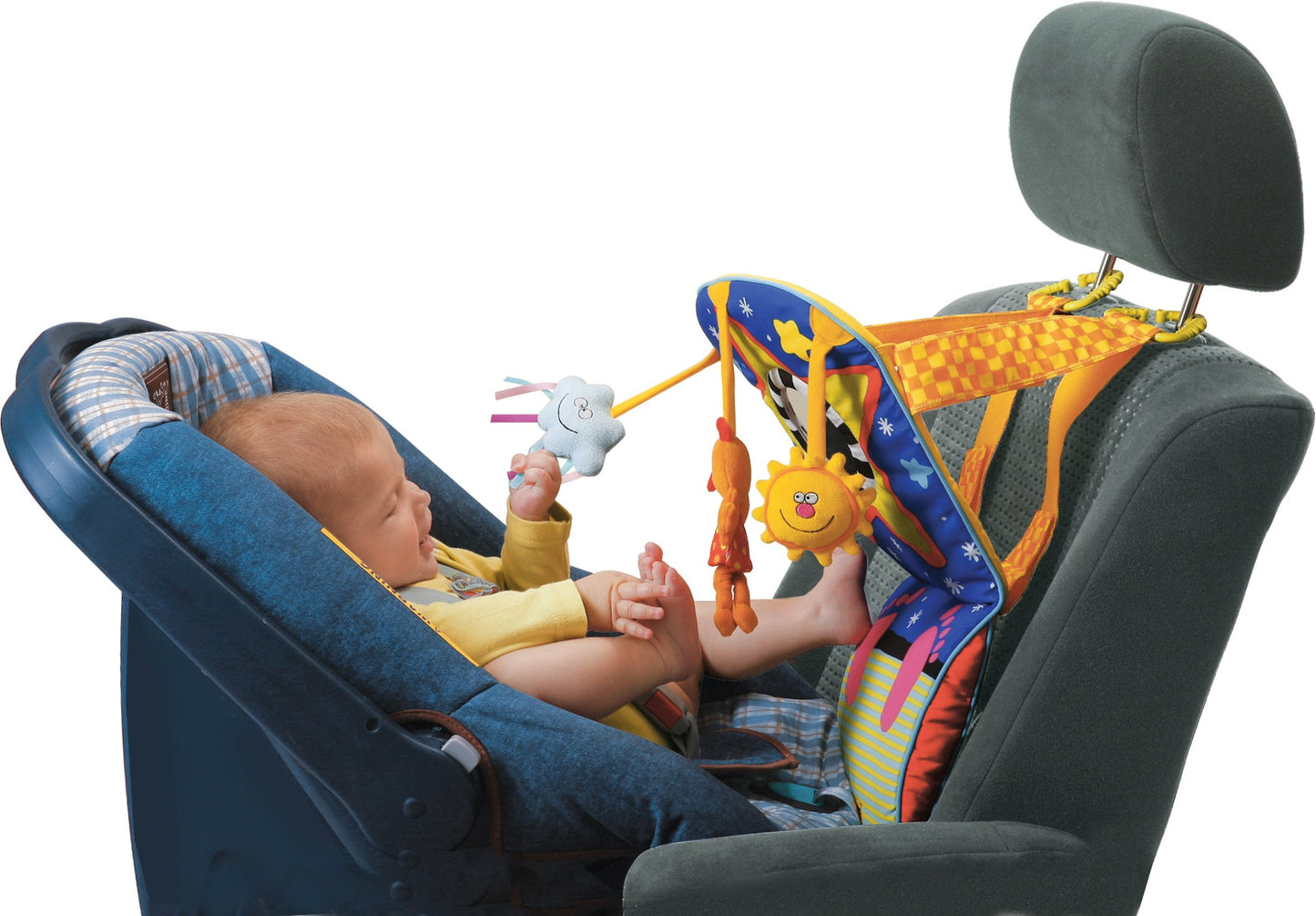 Taf Toys Toe Time Infant Car Seat Toy Kick and Play Activity Center with Music, Lights, Mirror, and Jingling Toys Fun Travel B