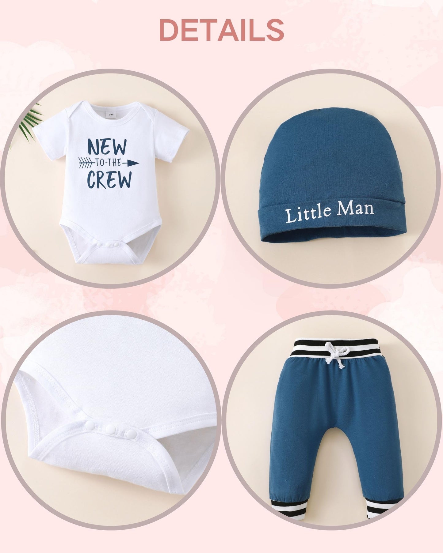 Renotemy Baby Boy Summer Clothes Short Sleeve New To The Crew Toddler Boy Clothes Outfits Blue Boy Outfits 12-18 Months