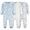 Gerber Baby Girls Flame Resistant Fleece Footless Pajamas 3-Pack And Toddler Sleepers, Blue Floral, 4T Us