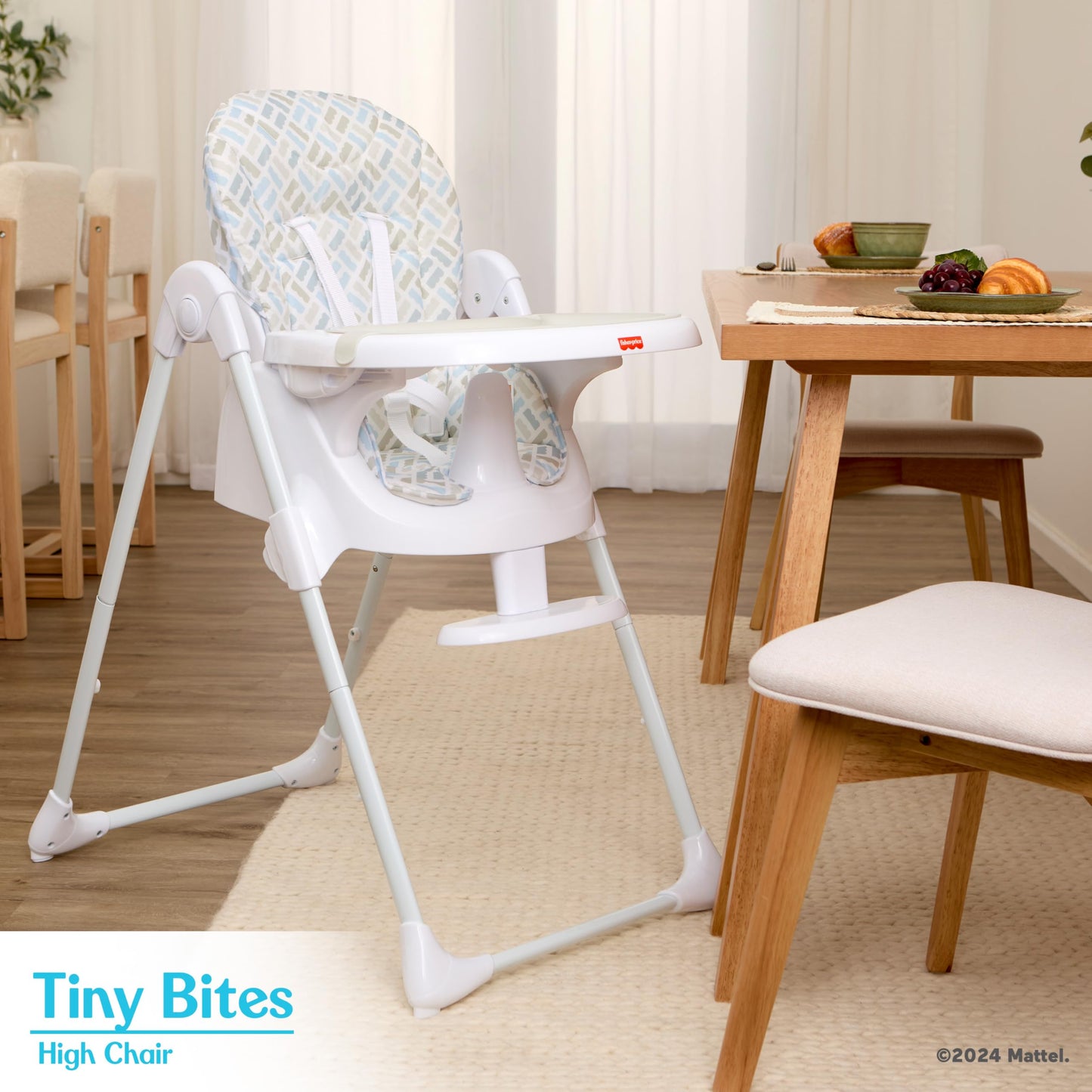 Fisher-Price Tiny Bites High Chair, 7 Adjustable Height Positions, Easy Quick Fold, Lightweight, Easy To Clean, Portable, Cloud