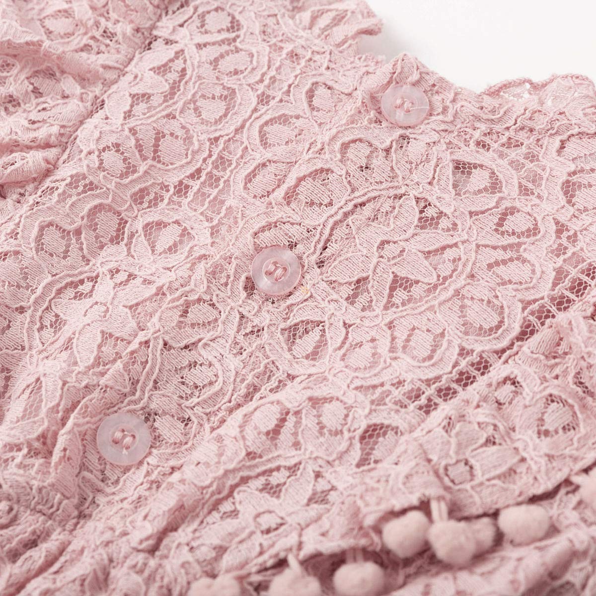 Simplee Kids Baby Infant Girls Lace Romper Long Sleeve Jumpsuit Fall Winter Clothes For 3-6 Months Pink