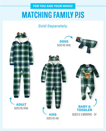 The Children'S Place Baby Kids One Piece Family Matching, Holiday Pajama Sets, Fleece, Moose Plaid, Large