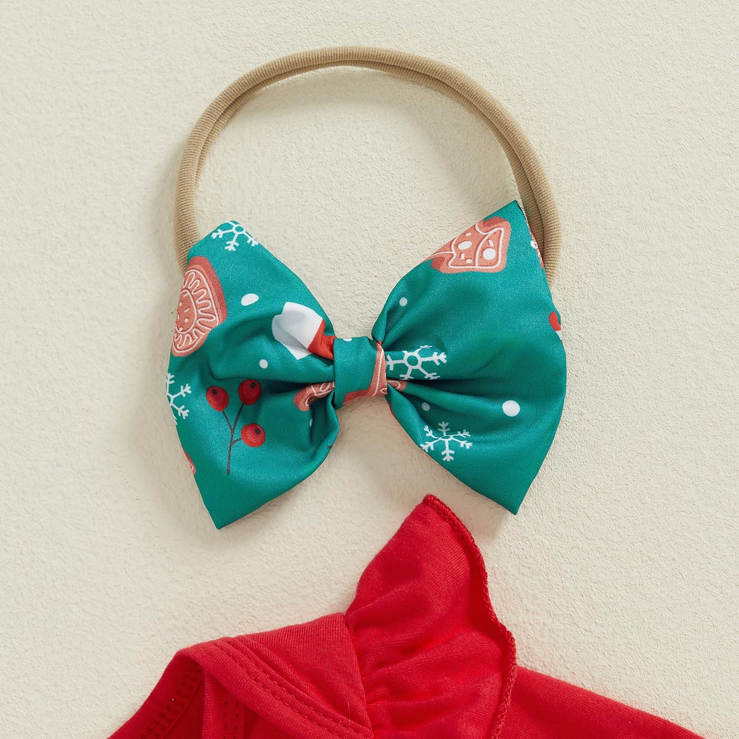 Beqeuewll Baby Girl Christmas Outfits Letter Embroidery Long Sleeve Romper With Ruffled Shorts And Headband Socks 4Pcs Set (Merr