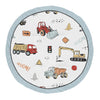 Sweet Jojo Designs Construction Truck Boy Baby Playmat Tummy Time Infant Play Mat - Grey Yellow Orange Red And Blue Transportati