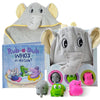 Tickle & Main Rub-A-Dub Gift Set, 5-Piece Bath Set Includes Elephant Hooded Towel, 3 Jungle Safari Squirt Toys, And Book For Boy