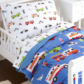 Wildkin Kids 4 Pc Toddler Bed In A Bag For Boys And Girls, Microfiber Bedding Set Includes Comforter, Flat Sheet, Fitted Sheet,