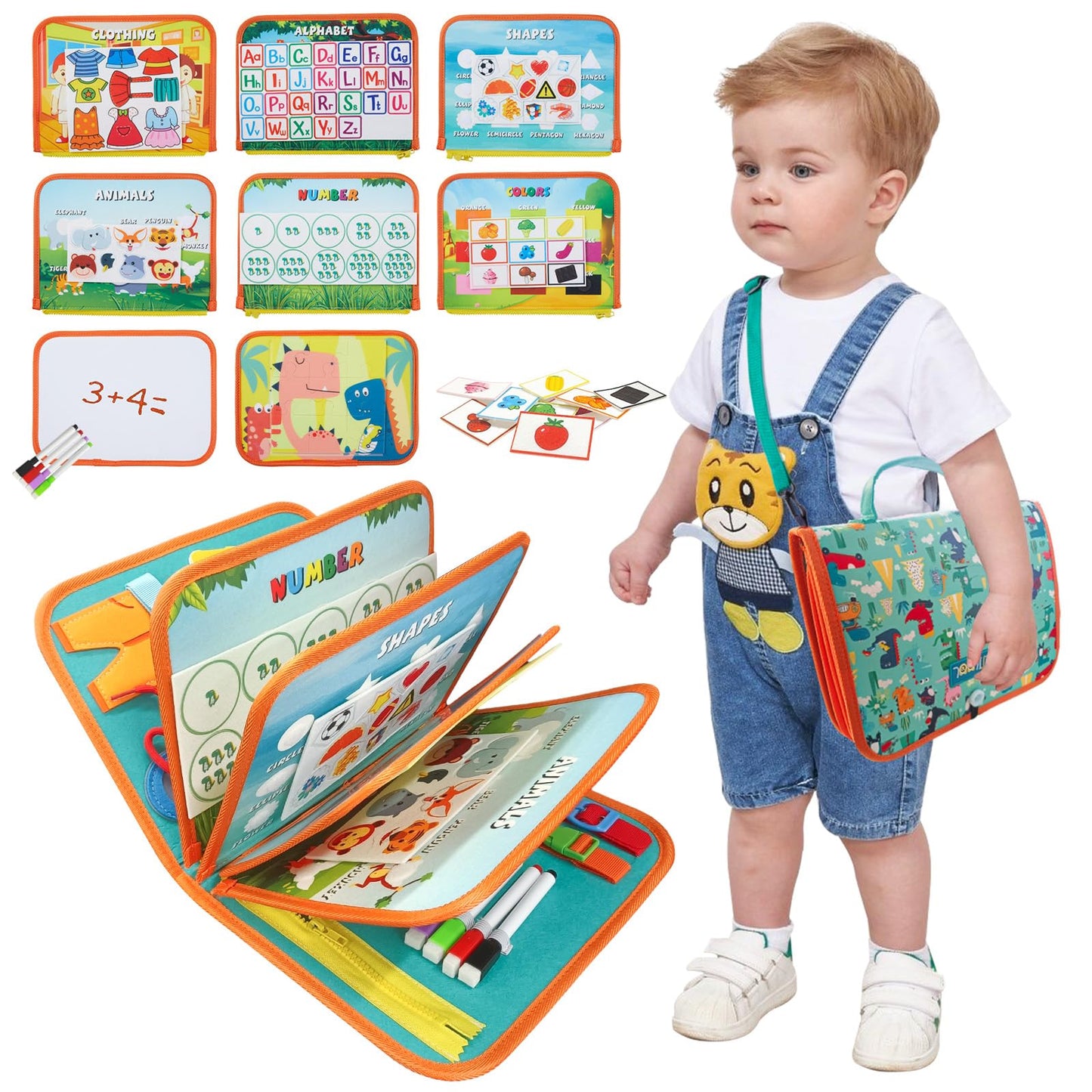TUNJILOOL Montessori Toys for 3+ Year Old Boy & Girl Sensory Toddlers Busy Board Book Learning & Education Toys Birthday Gifts T