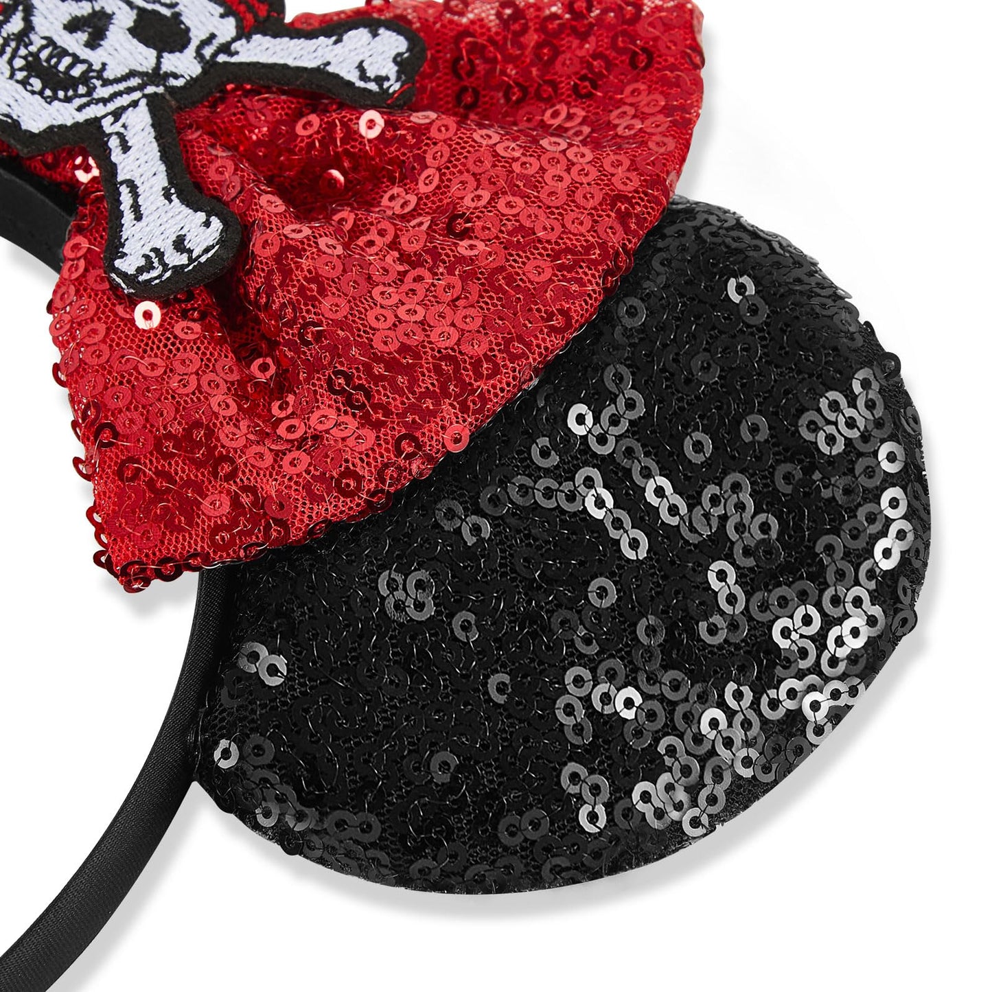 Lylin Pirate Ears, Pirate Mouse Ears Headband With Sequin Bow For Kids Women, Sparkle Mouse Ears Hair Accessories For Birthday P