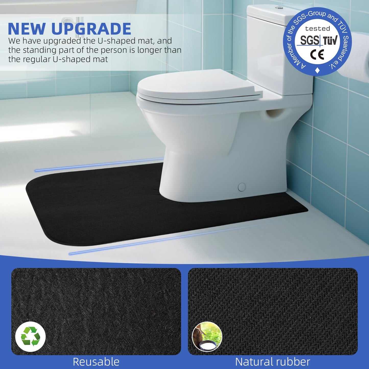 Upgrade Round Commode Potty Training Mats For Boys, Toilet Training Mats, Potty Training Toilet Rugs, Toilet Rugs U Shaped Washa