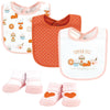 Hudson Baby Unisex Baby Cotton Bib And Sock Set, Pumpkin Spice, One Size