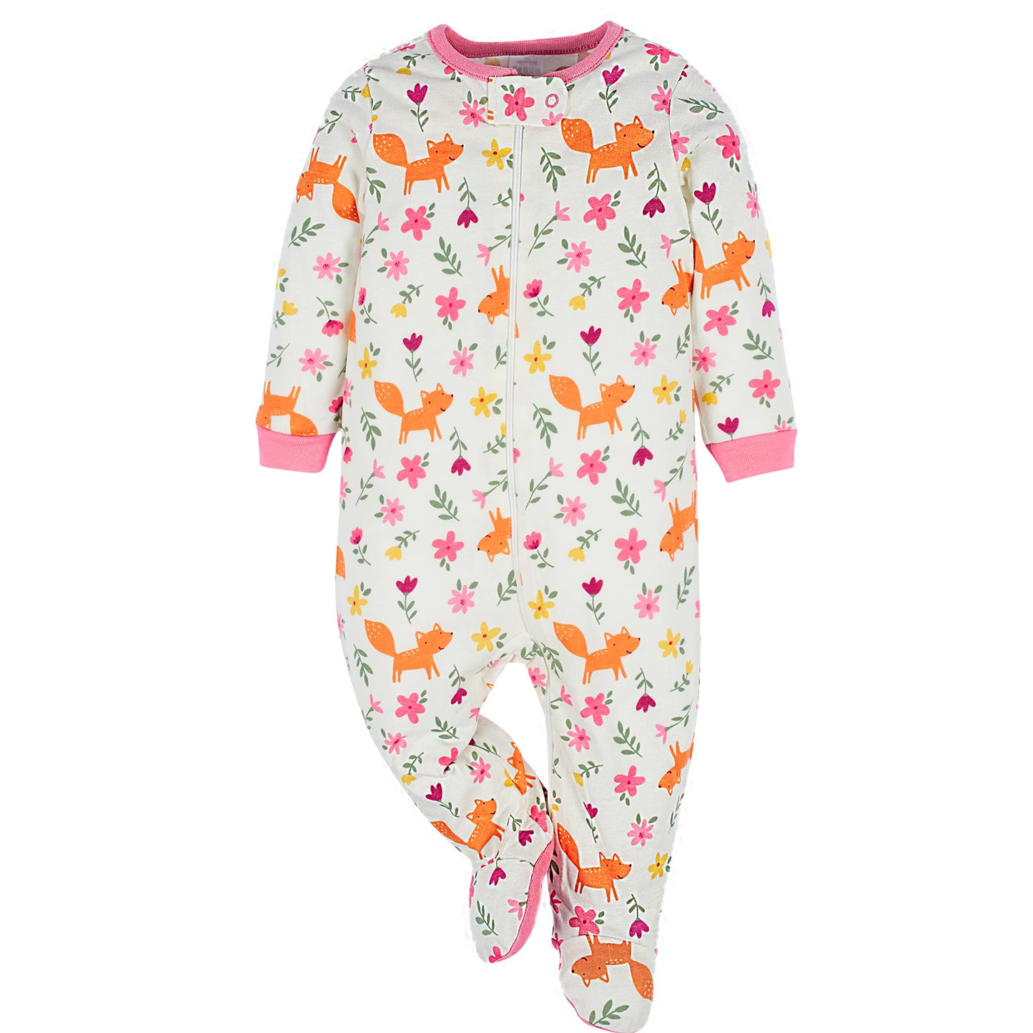 Onesies Brand Baby Girl'S 4-Pack Sleep 'N Play Footies Multi Pack, Fox, Newborn