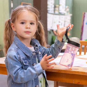 Chicco My Tumbler Open Rim Water Bottle With Free-Flow Spout 12Oz.| Spill Proof When Lid Is Closed | Flip-Up Carry Handle | Top-