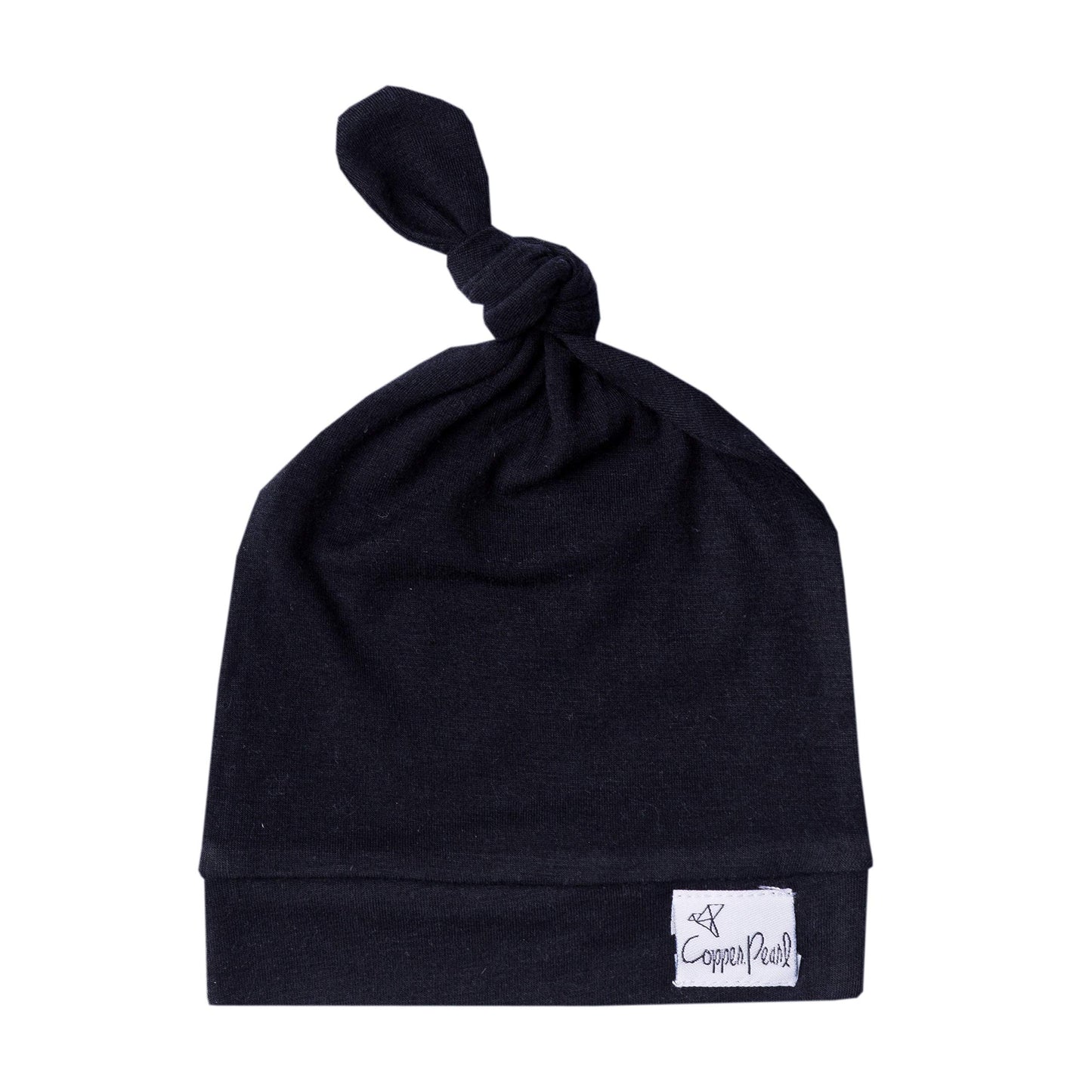 Copper Pearl Baby Beanie Hat Top Knot Stretchy Sof Midnight