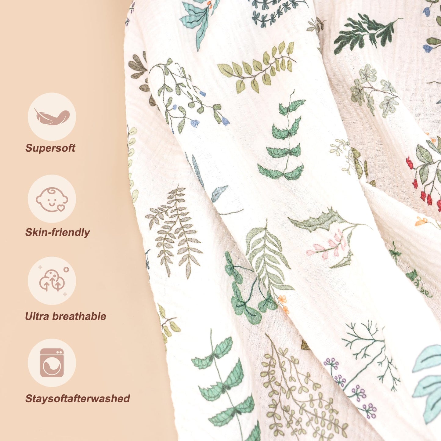 Haleeone Muslin Nursing Cover For Breastfeeding, Privacy Breathable Breastfeeding Cover With Arch Neckline For Mom, 100% Cotton