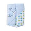 Spasilk Bath Hooded Towels & Washcloths Set For Babies, 2 Hooded Terry Bath Towels & 2 Washcloths, Blue Whale