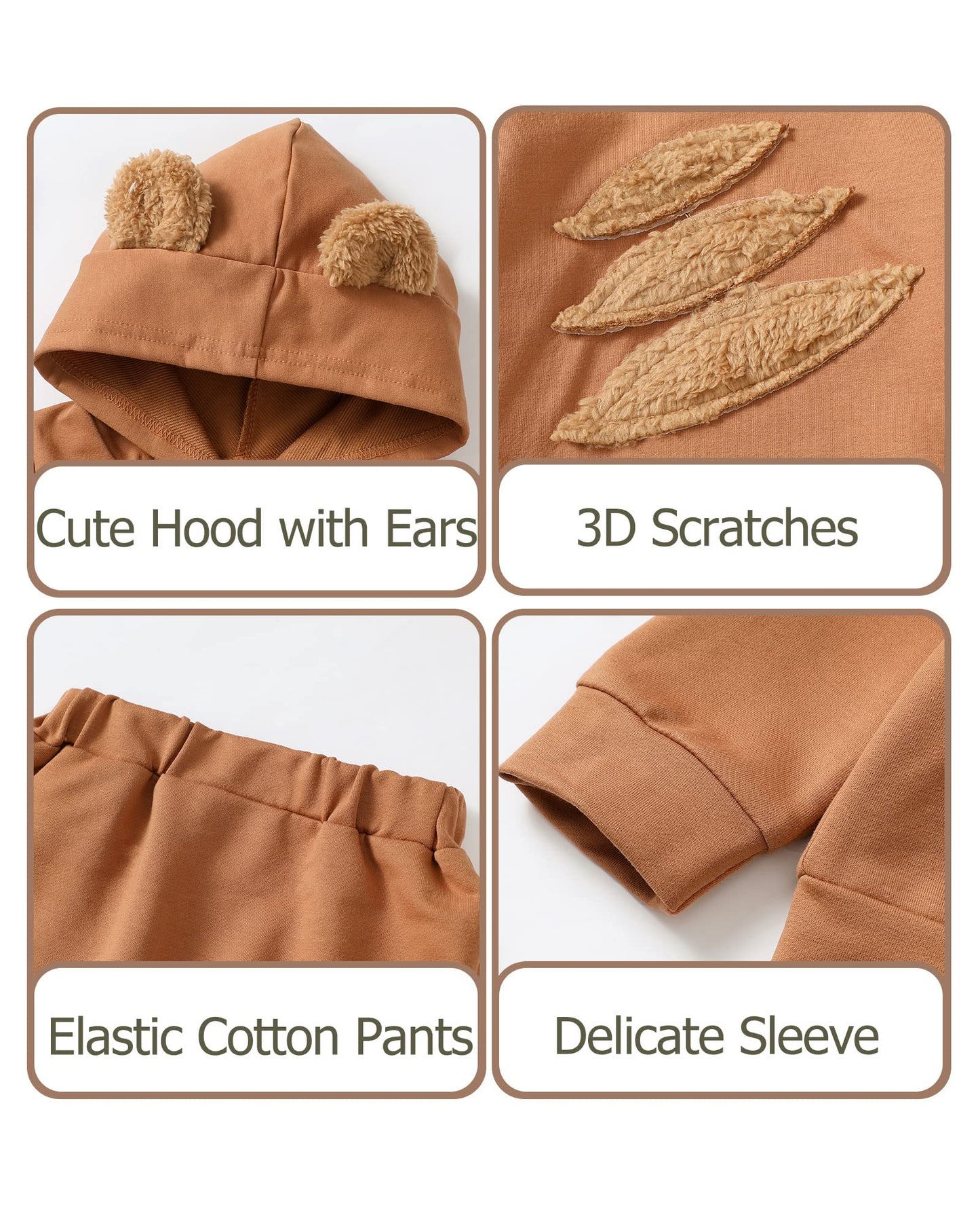 Newborn Baby Boys Clothes Fall Outfits Long Sleeve Hoodie Brown Bear Sweatshirt Infant Clothes For Boys 0-6 Months