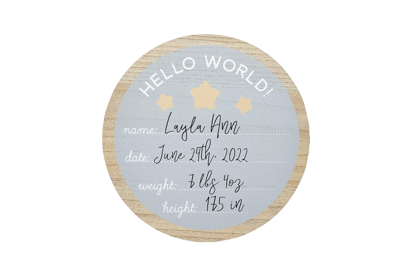Kate & Milo Hello World Fill-In Wooden Photo Prop With Included Marker, Welcome Baby, New Baby Gift, Gender-Neutral Baby Decor