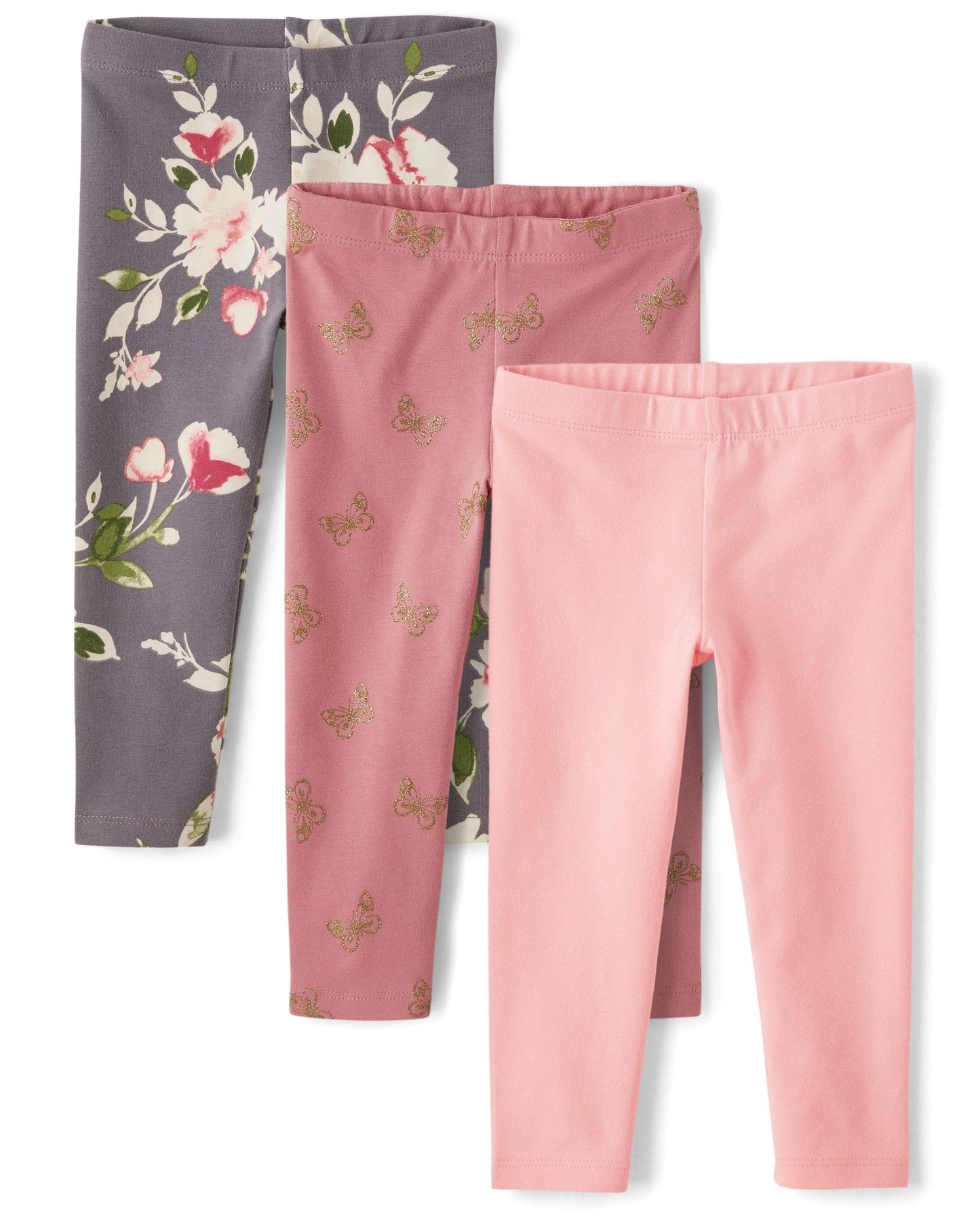 The Children'S Place Baby Girls' And Toddler Assorted Everyday Pull On Leggings, Glitter 3-Pack, 18-24 Months