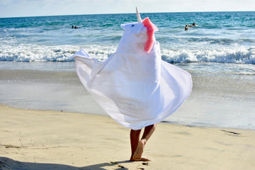 Yikes Twins Hooded Baby Towel For Kids 2-8 | Large 100% Cotton Baby Towel For Girls Or Boys In White | Cute Unicorn Bath Towels