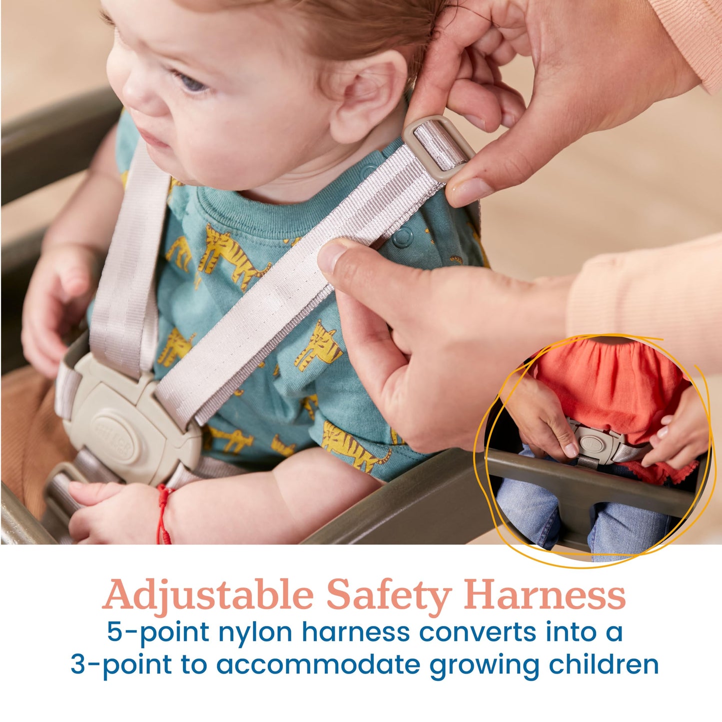 Ecr4Kids Asatt High Chair, Toddler Chair, Grey Wash