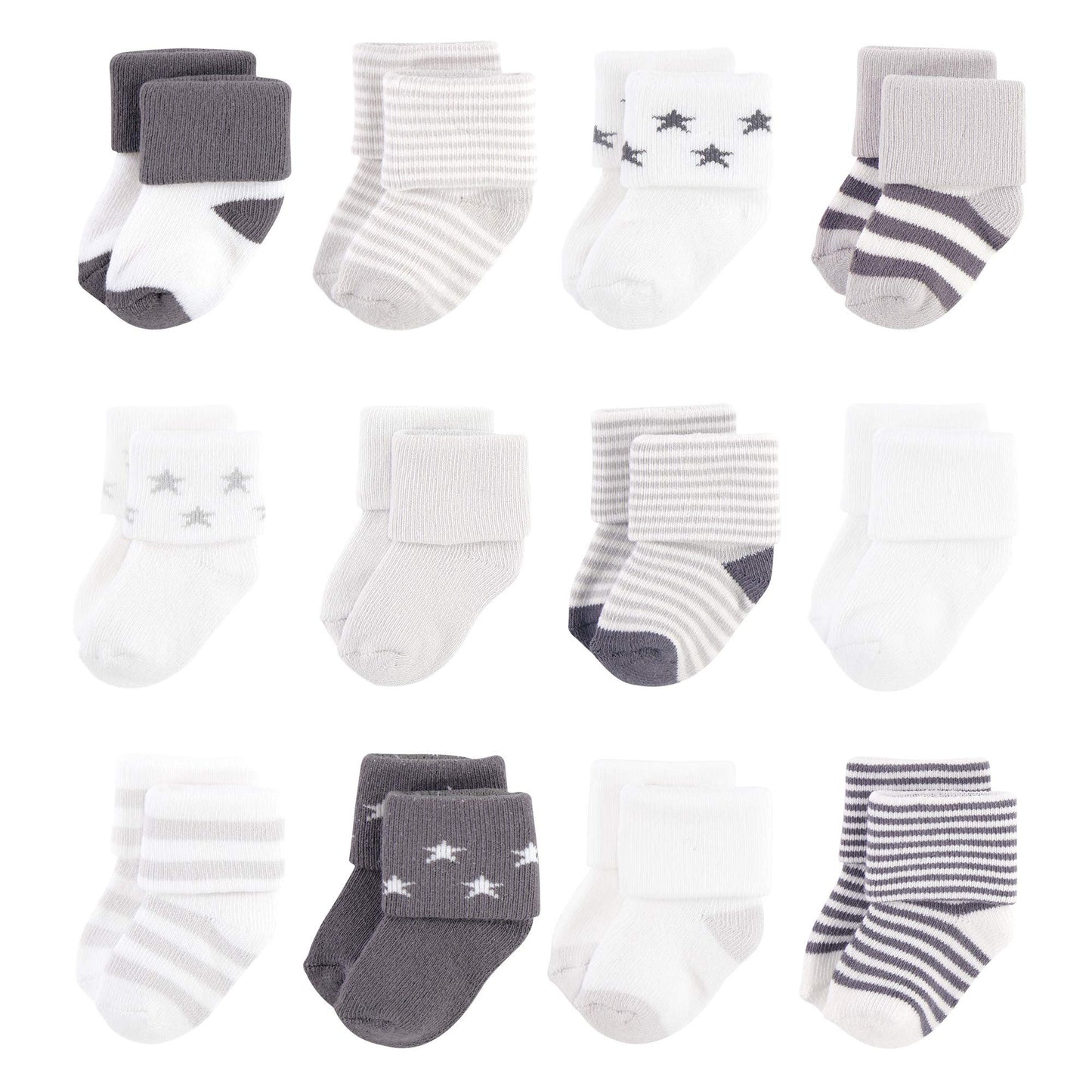 Touched By Nature Baby Boys Touched Nature Unisex Organic Cotton Socks, Gray Charcoal Stars, 0-6 Months Casual Sock, Gray Charco
