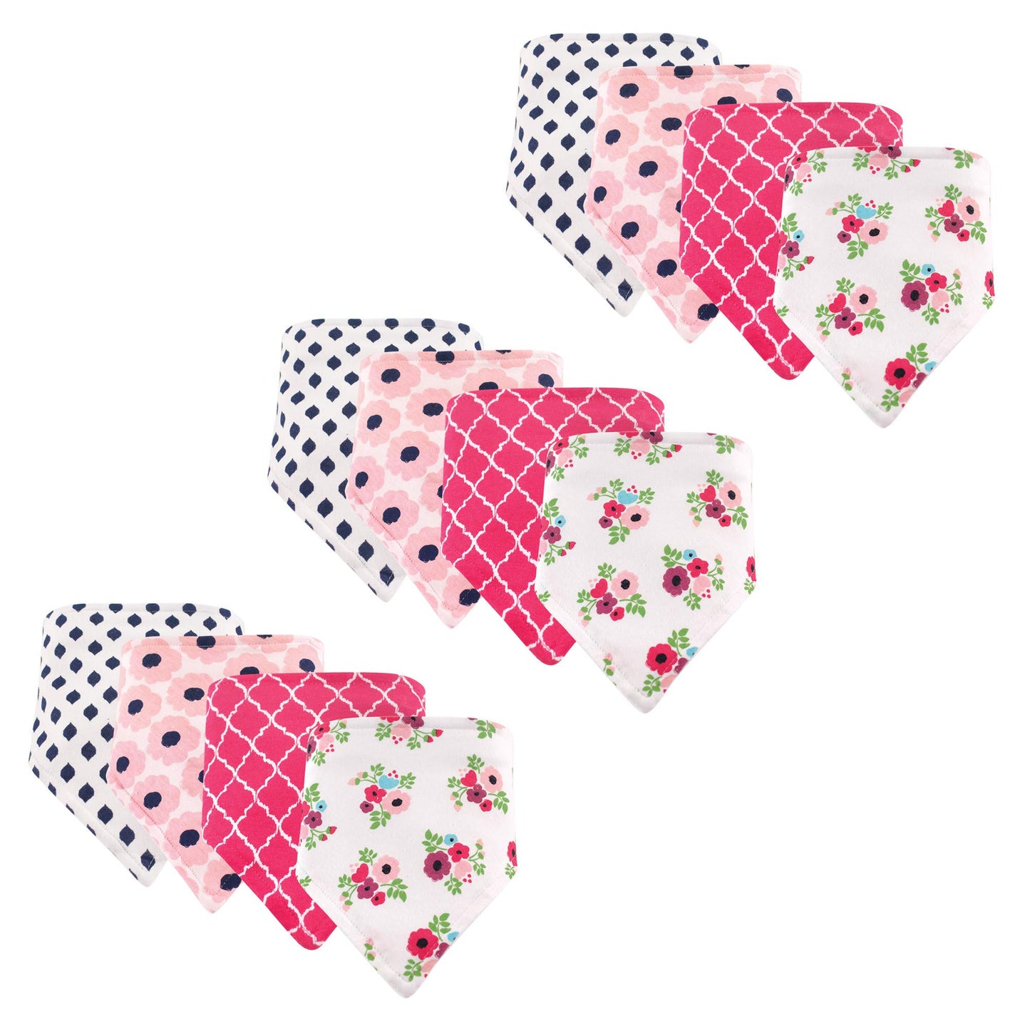 Hudson Baby Unisex Baby Cotton Bandana Bibs, Floral 12-Pack, One Size