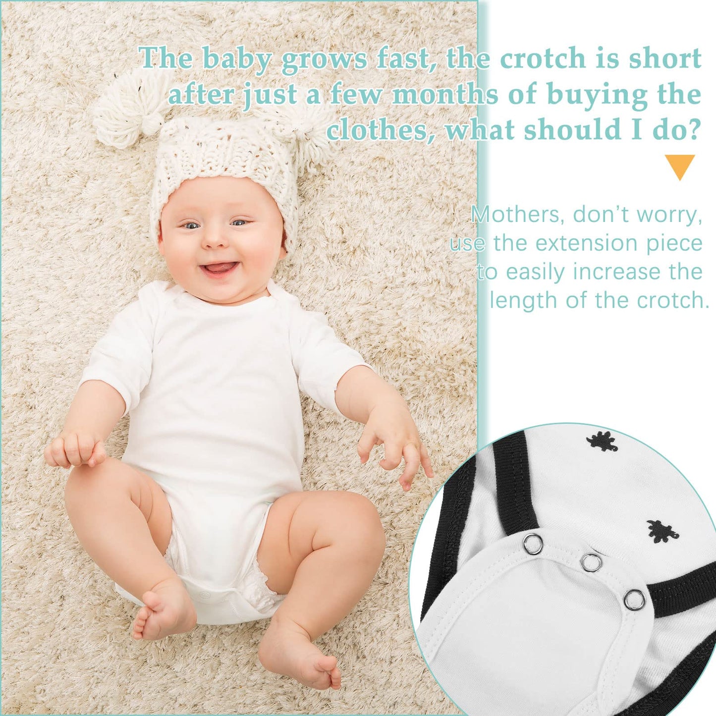 Bencailor 10 Pieces Bodysuit Extender For Baby Boys Girls Toddler Baby Bodysuit Extender(White)