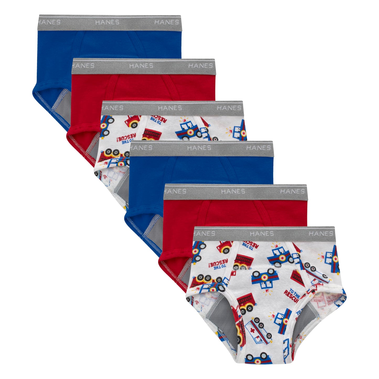 Hanes Trainer Briefs, Light Leaks Potty Training Underwear for Toddler Boys, Red/Blue/White with Tractor Print