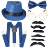 Beelittle 1920S Boys 52Cm Fedora Hat Suspenders Bow Tie Set Adjustable Y Back For 3-10 Years Old (F)
