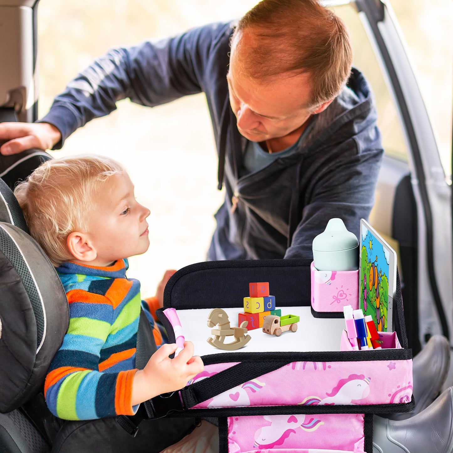 Wenrener Kids Travel Tray, Travel Tray For Kids Car Seat, Toddler Car Seat Lap Tray, Carseat Tray For Kids Travel, Carseat Table