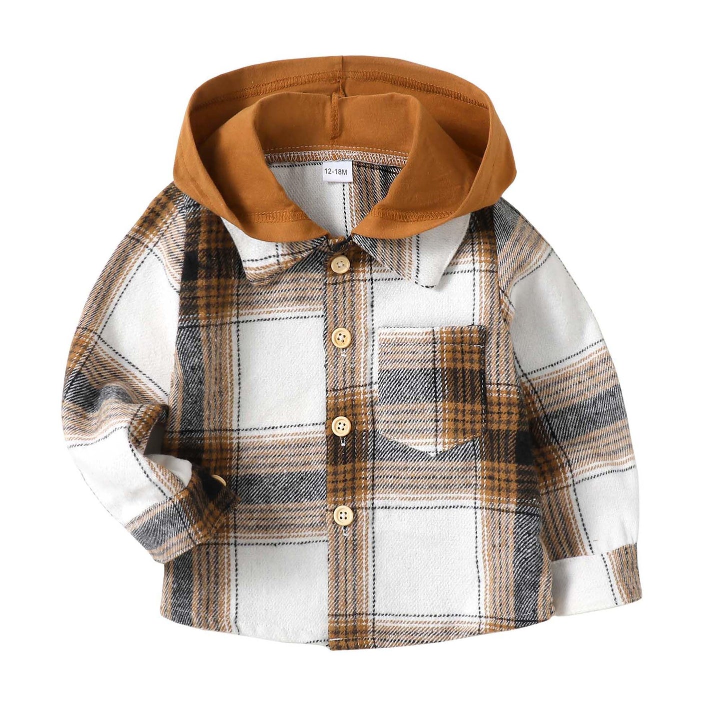 Kimi Bear Baby Boy Clothes Toddler Long Sleeve Button Down Shirts Fall Winter Coat Baby Brown Plaid Flannel Shirt Jacket Top 12