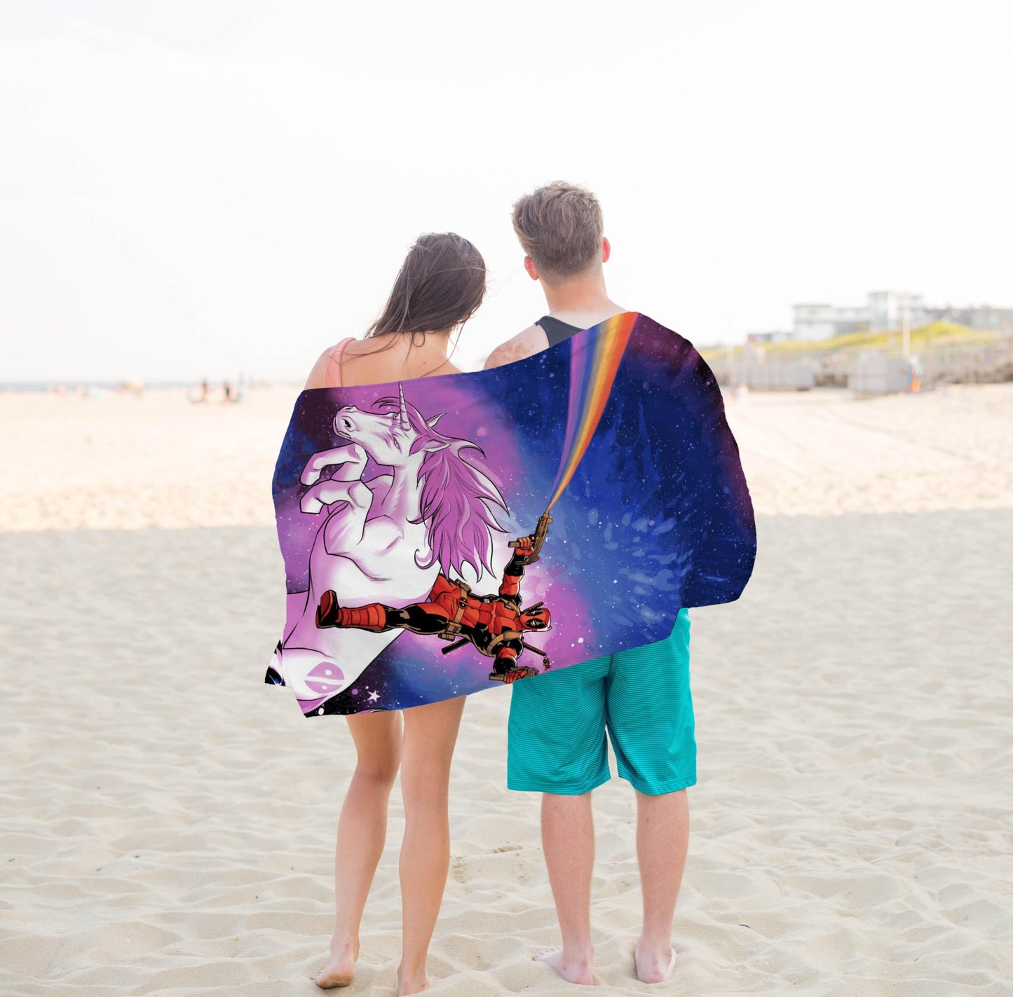 Jay Franco Marvel Deadpool Unicorn Galaxy Bath Pool Beach Towel - Super Soft & Absorbent 100% Cotton Towel, Measures 28 X 58 Inc