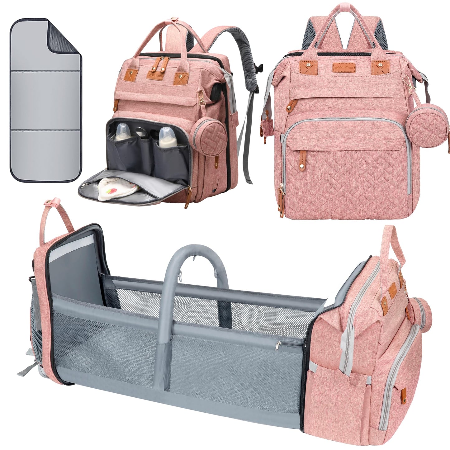 Shengmeister Diaper Bag, Baby Essentials, Multi-functional Large-capacity Diaper Bag Backpack, Best Gift for Newborns with Diape