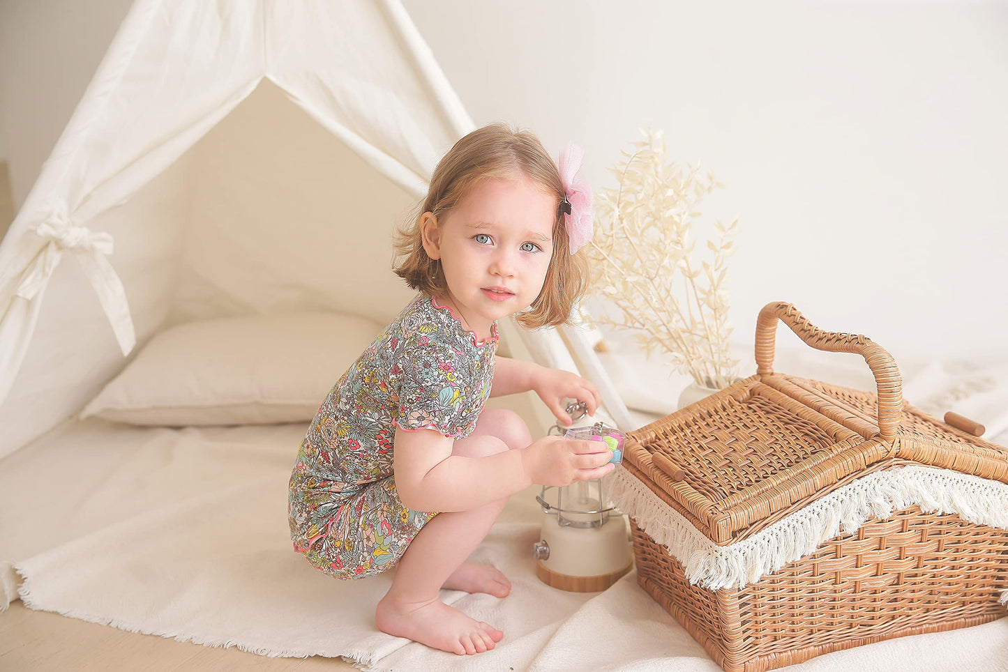 Vaenait Baby Short Sleeve Summer Sleepwear Pajamas 2Pcs Set Shirring Floral-Short M