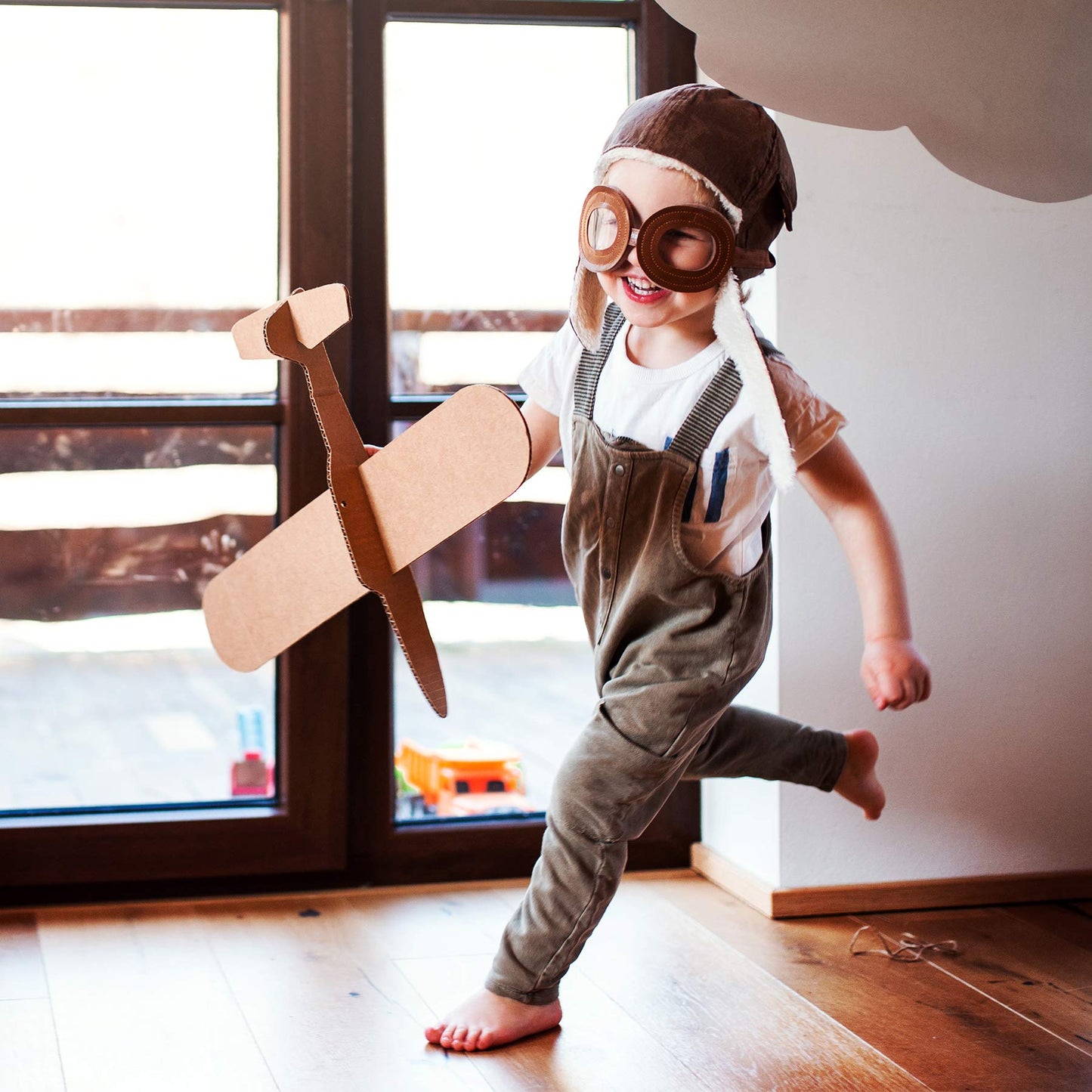 Happy Will Baby Pilot Hat Warm Aviator Cap With Earflaps Unisex Kids Fleece Winter Protect Beanie Hat For Kids Boys(Brown)