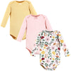 Hudson Baby Unisex Baby Cotton Long-Sleeve Bodysuits Fall Botanical 3-Pack, 9-12 Months