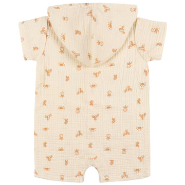 Gerber Baby Boys Hooded Cotton Romper, Desert, 24 Months