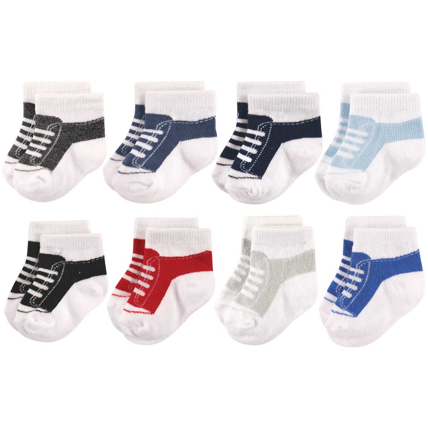 Hudson Baby Baby Boys Cotton Rich Newborn And Terry Casual Socks, Sneaker Black Blue, 6-12 Months Us