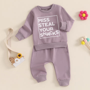 Beqeuewll Baby Girl Clothes Fall Winter Outfits Long Sleeve Sweatsuit Letter Sweatshirt Pants Infant Toddler Girls Clothing (Sna