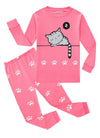 Family Feeling Cat Baby Girls Long Sleeve Pajamas Sets 100% Cotton Pyjamas Infant Kids Pjs Size 12-18 Months