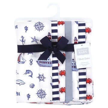 Hudson Baby Unisex Baby Flannel Burp Cloth 7Pk, Lighthouse, One Size