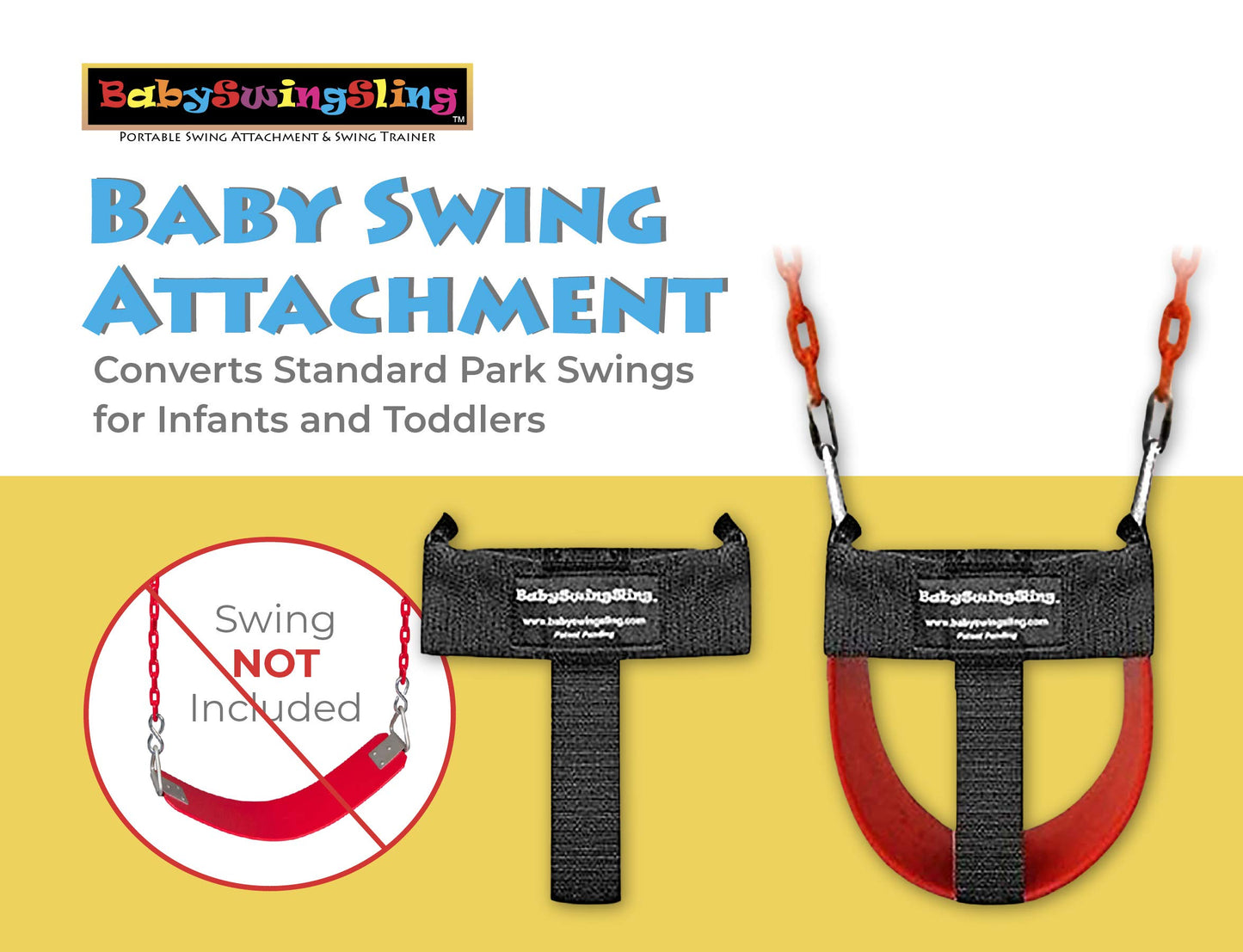 Babyswingsling - This Baby Swing Attachment Converts Standard Park Swings For Infants And Toddlers - Portable, Lightweight, Hold