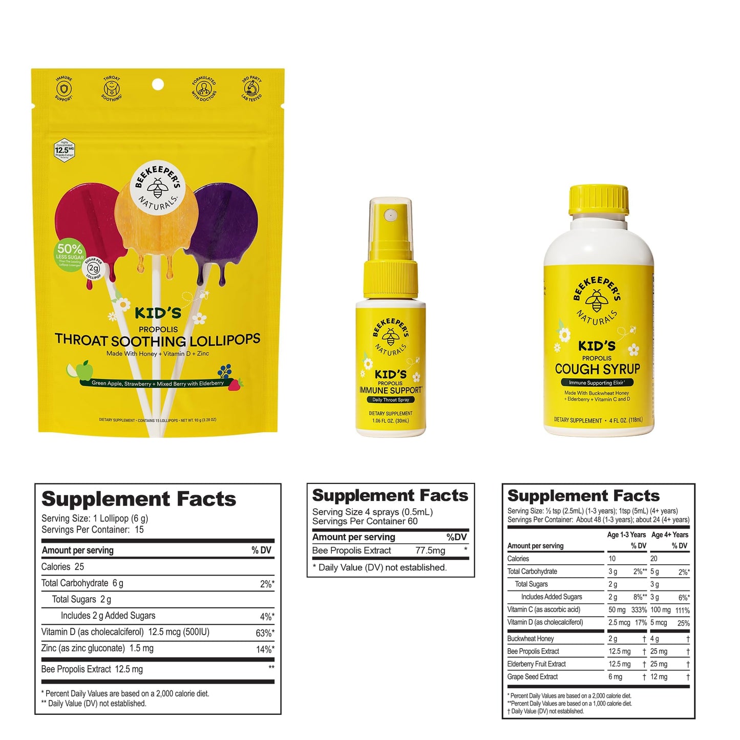 Beekeeper'S Naturals Kid'S Immune Support Essentials | Kid'S Propolis Throat Spray - Propolis Honey Cough Syrup For Kids - Throa