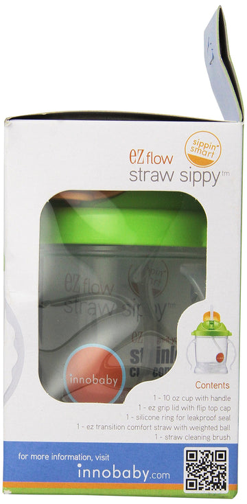Innobaby Sippin' Smart Ez Flow Straw Sippy Cup, Green, 10 Ounce