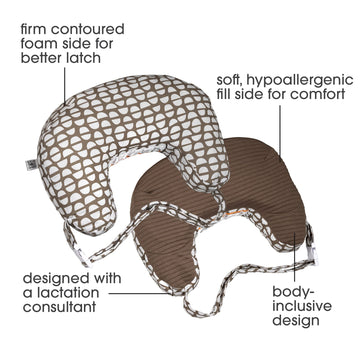 Boppy Nursing Pillow Best Latch, Mocha Half Domes, Created With Lactation Consultant, Firm Contoured And Plush Sides For Two Bre