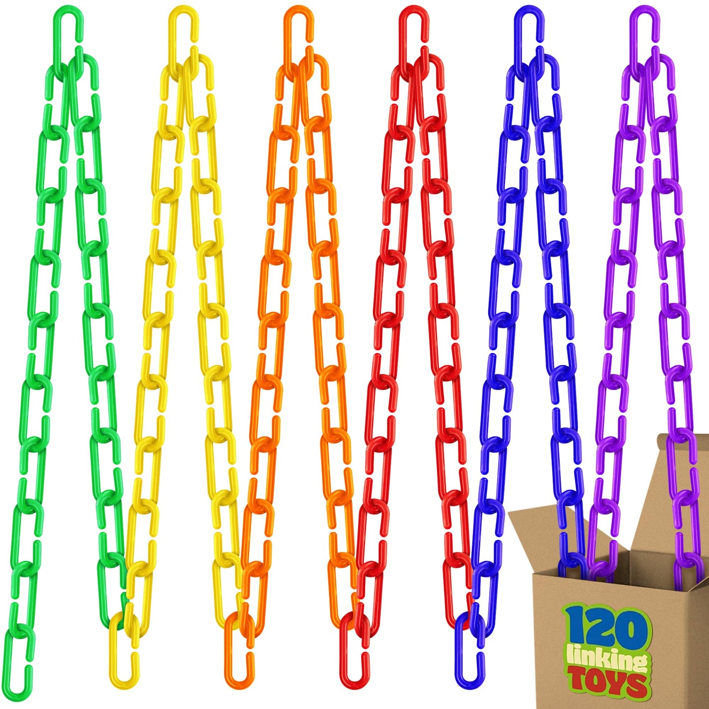 Skoolzy 120 Pcs Plastic Chain Links Rainbow - Math Links for Preschoolers, Math Manipulatives for Early Learning, Perfect for Cl