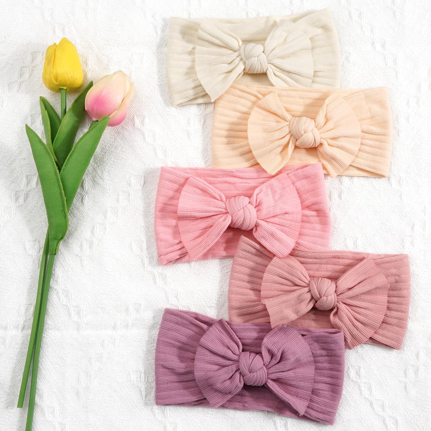 C?Llot 10 Colors Super Stretchy Soft Knot Baby Girl Headbands With Hair Bows Nylon Head Wrap For Newborn Baby Girls Infants Todd