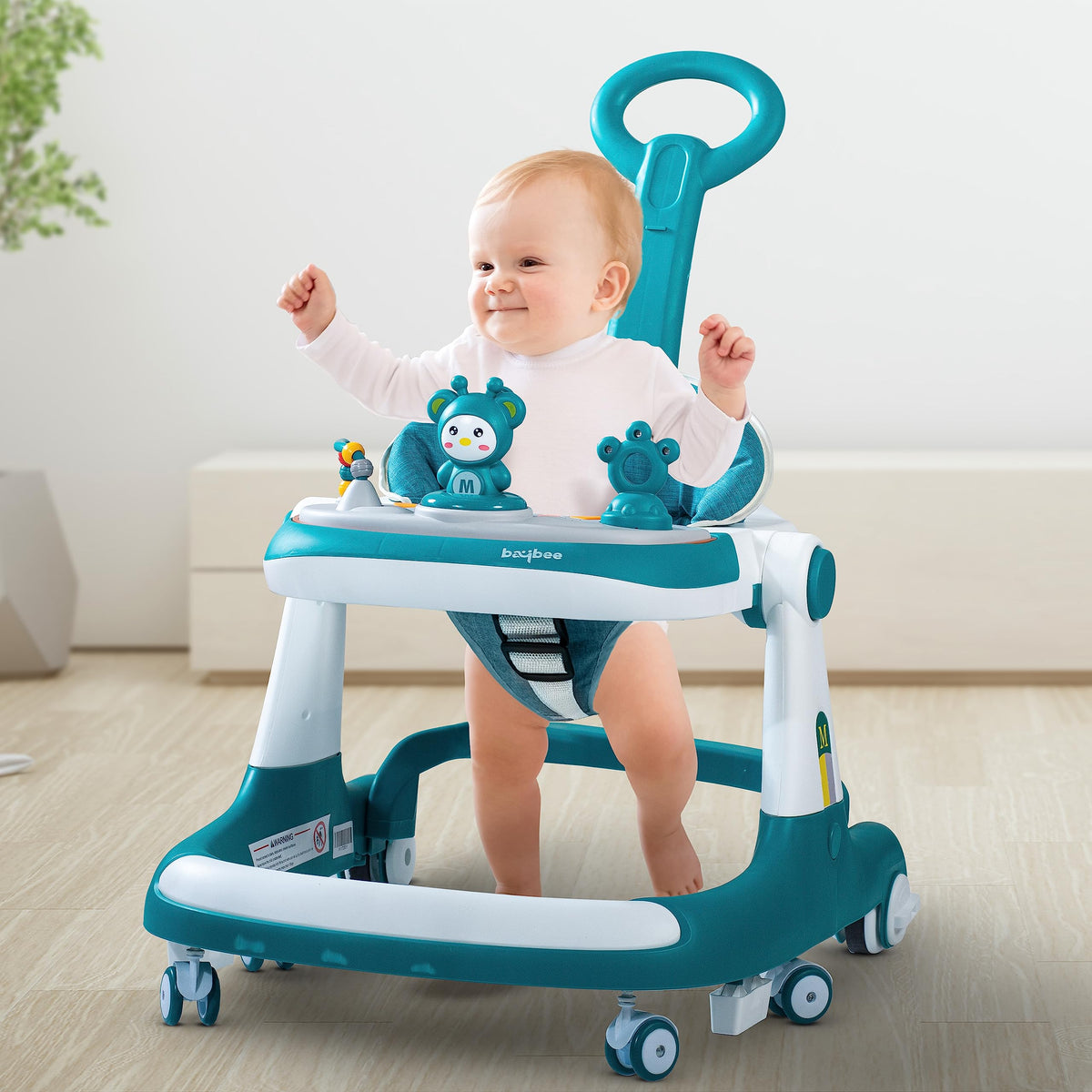 Baybee Magnum 2 In 1 Baby Walker For Kids, Round Kids Push Walker With Parental Handle & Height Adjustable, Foldable Activity Wa